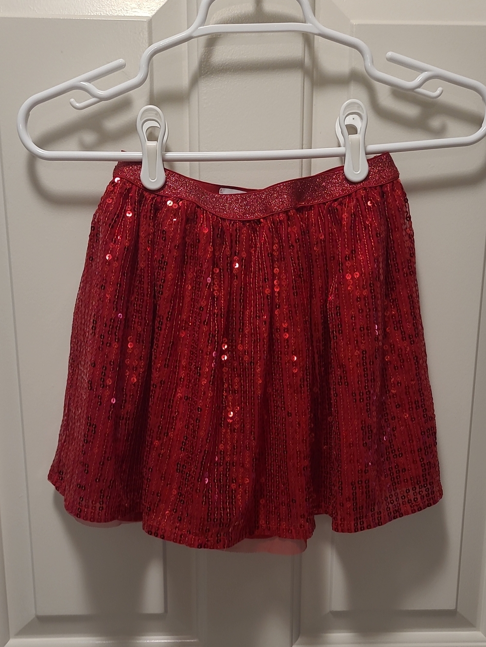 Girl's Red Sequin Party Skirt 7 / 8